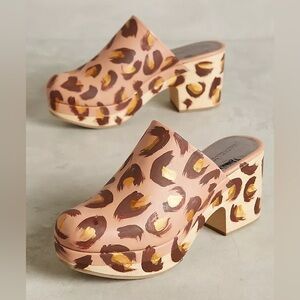 Rachel Comey Bose hand painted leopard clogs, size 37
